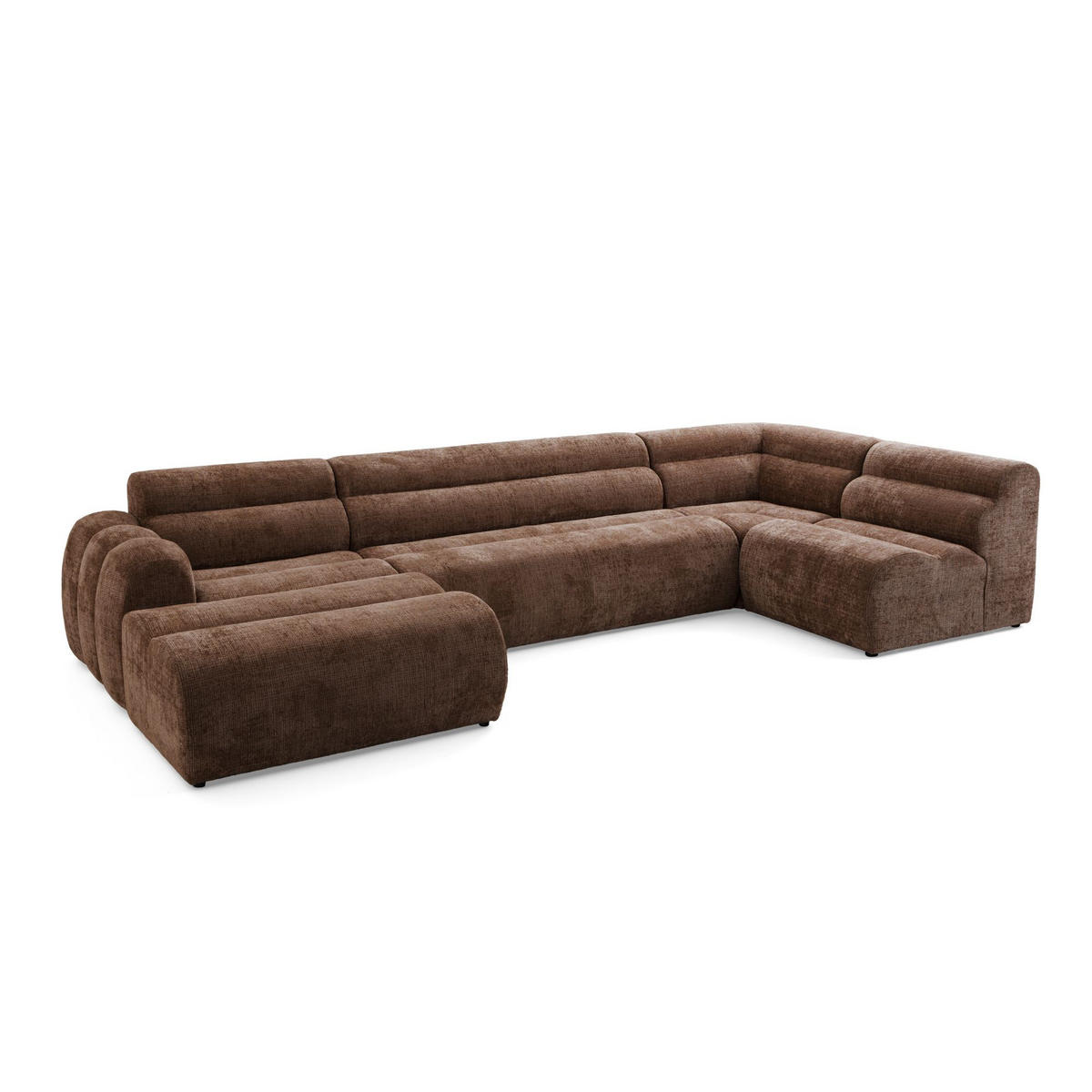 6-SITZER modulares Wohnlandschaft U XXL VEER SET 5 Rechts, 368 x 175 cm, Chenille Webstoff Orange - Schwarz/Orange, Holz/Kunststoff (175/75/368cm) - Muffo