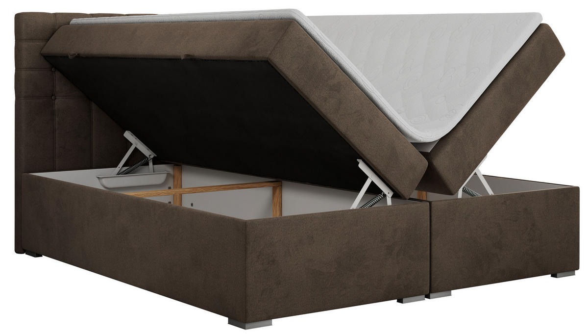 BOXBETT SUSAN 180/200 Braun Velvet - H3 - Braun, Holz/Textil (180/200cm) - MKS
