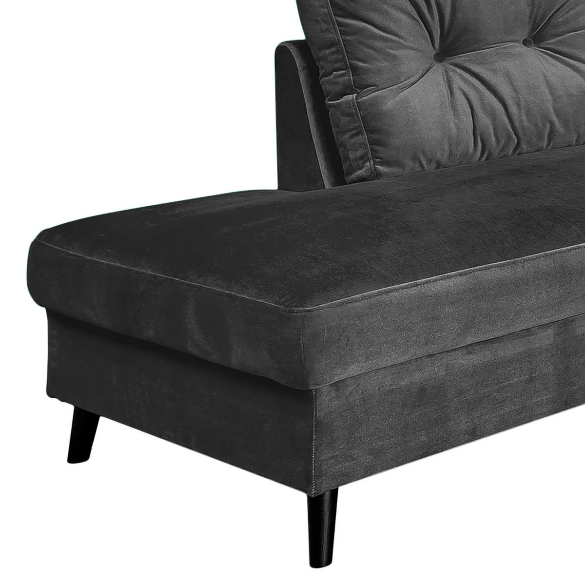 WOHNLANDSCHAFT mit Longchair - Dunkelgrau/Schwarz, Buchenholz/Textil (297/90/200cm) - home24