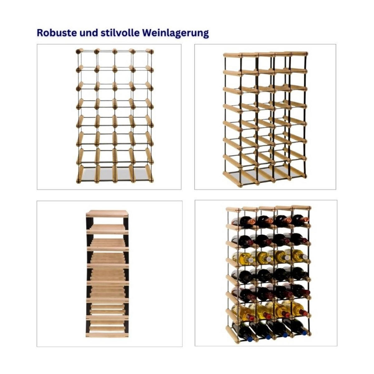 WEINREGAL Vinotega Mod Metal 72,5x42,5x24,5 cm 4x7 Flaschen Massives Kiefernholz Natur - Naturfarben, Holz (42.5/72.5/24.5cm) - PROREGAL