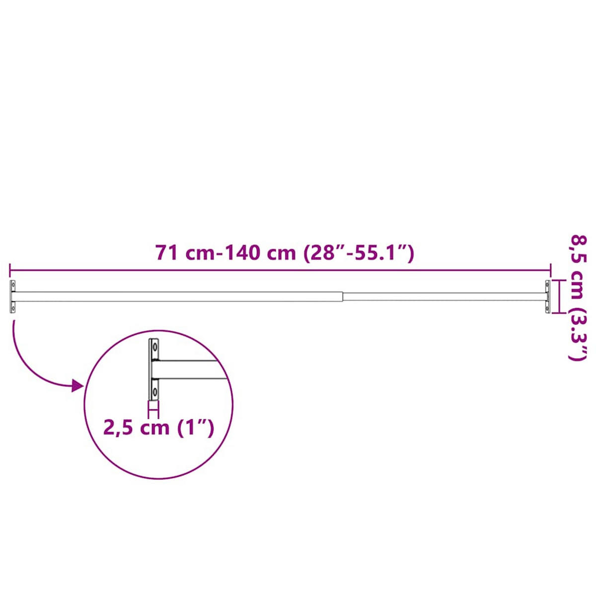 EINSTELLBARE Fenster-Sicherheitsstangen 3er set 710-1200 Mm - Silberfarben, Metall (2.5/120cm) - vidaXL