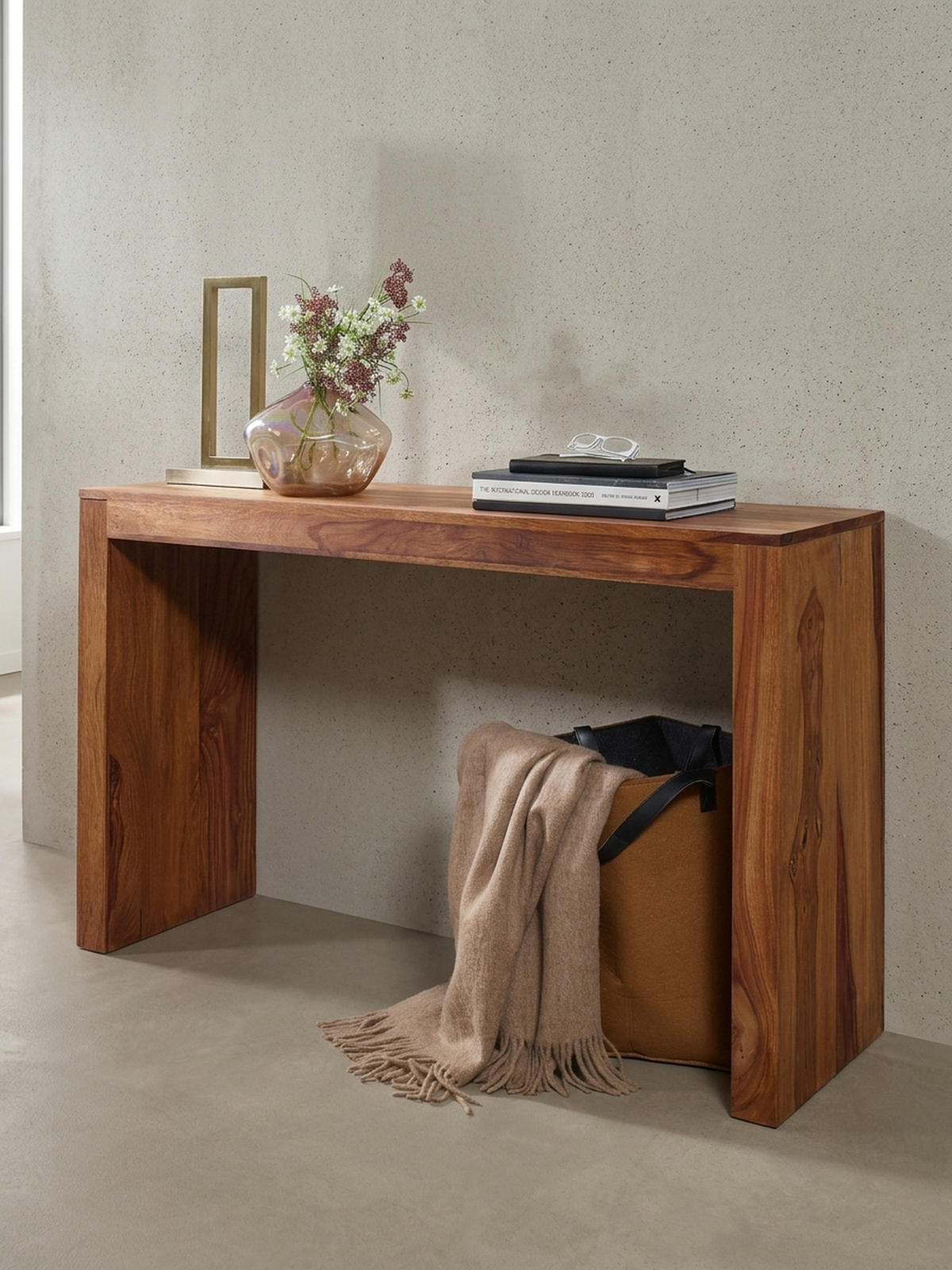 KONSOLENTISCH – Massivholz, platzsparend, Landhausstil, stabiles Gestell - Braun, Holz (40/115/75cm) - KADIMA DESIGN