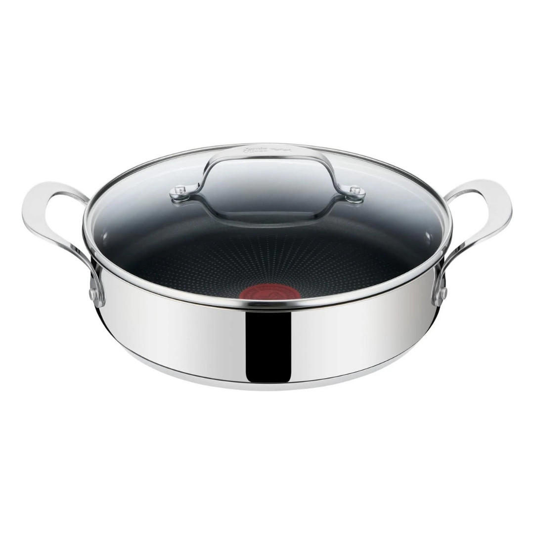 SERVIERPFANNE 25 cm Edelstahl Antihaft mit Glasdeckel Induktion Silber - Silberfarben, Metall (25cm) - Tefal