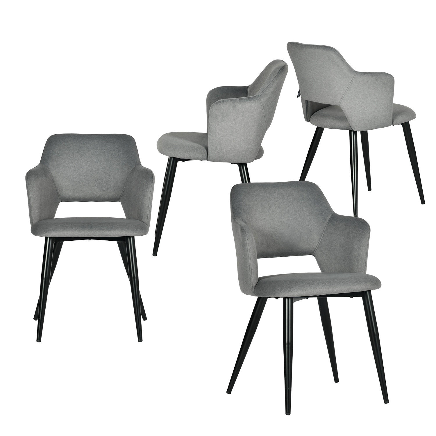ESSZIMMERSTUHL 4er Set Haustierfreundlich in Grau - Grau, Textil/Metall (48/78.5/48cm) - Meubles Cosy