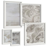 BILDER SET 5er Set - 50x50 cm & 20x30 cm & 40x60 cm Weißer Rahmen - Abgenutzte Texturen, moderner Stil - Weiß, Kunststoff (40/60cm) - TULUP