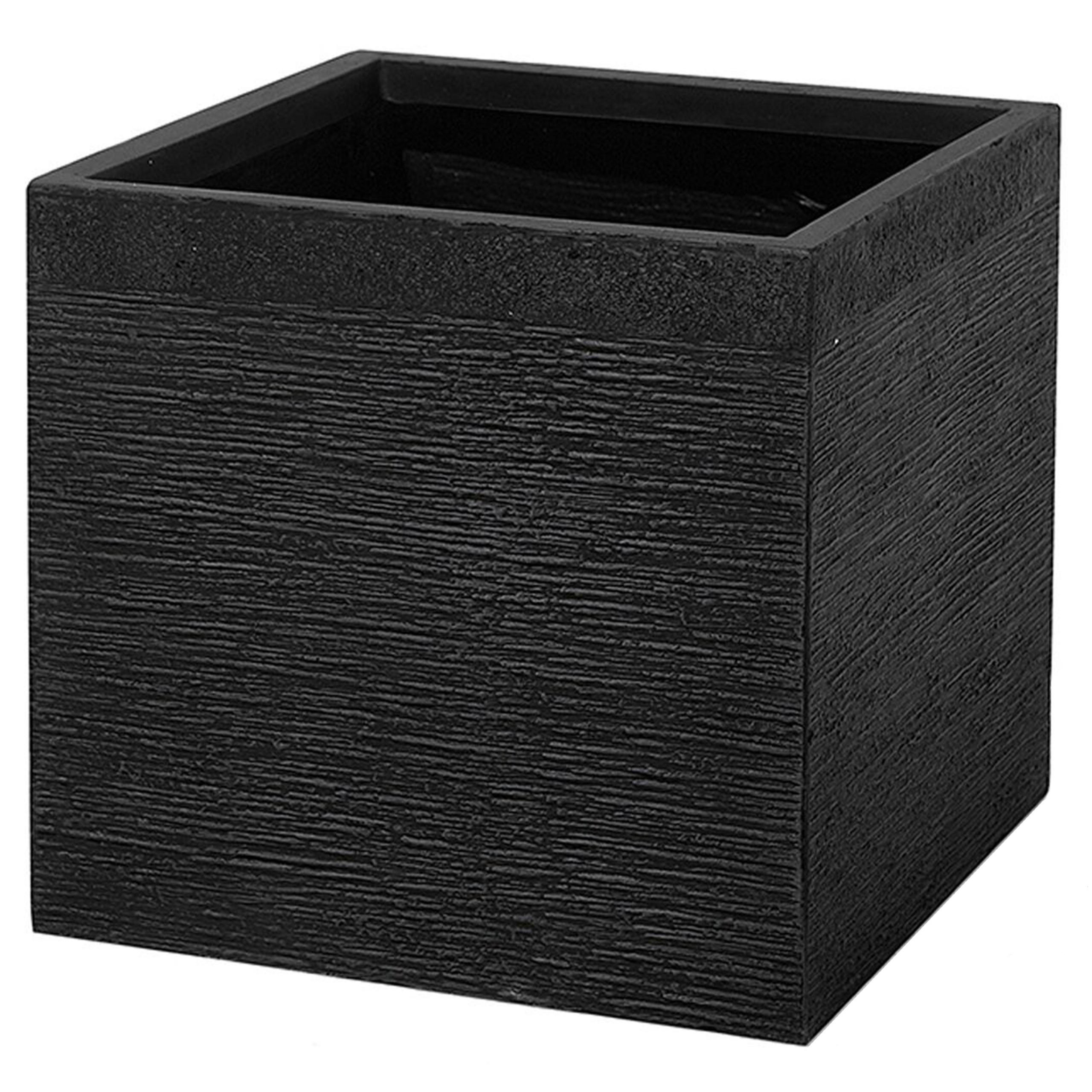 BLUMENTOPF Schwarz Paros - Schwarz, Naturmaterialien (38cm) - Beliani