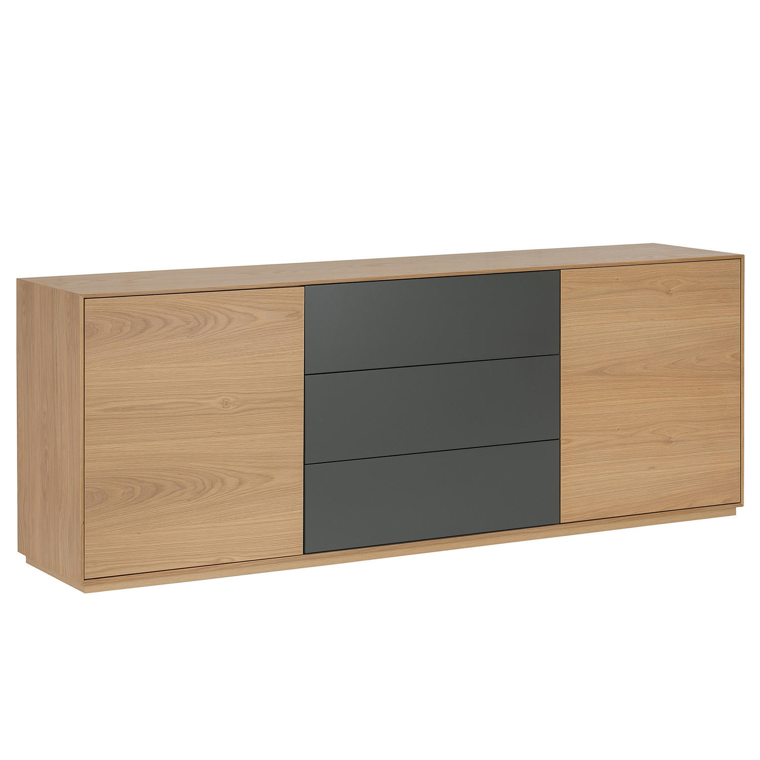 SIDEBOARD - Eiche / Dunkelgrau - Eichefarben/Dunkelgrau, Holzwerkstoff (200/75/45cm) - home24