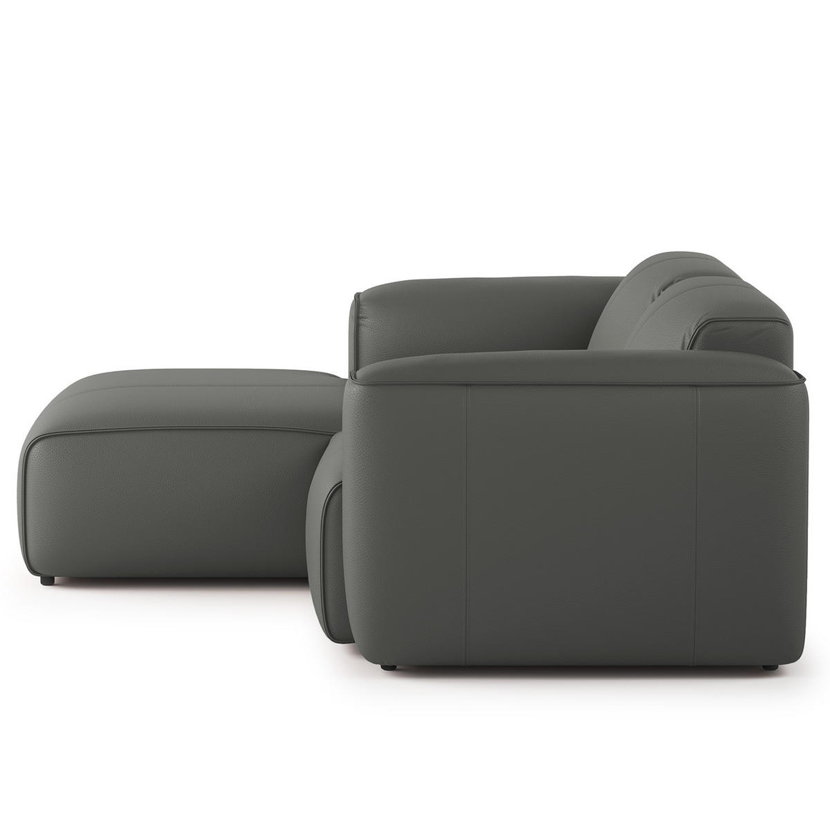 ECKSOFA mit XL-Longchair - Schwarz/Grau, Leder/Kunststoff (260/171cm) - home24