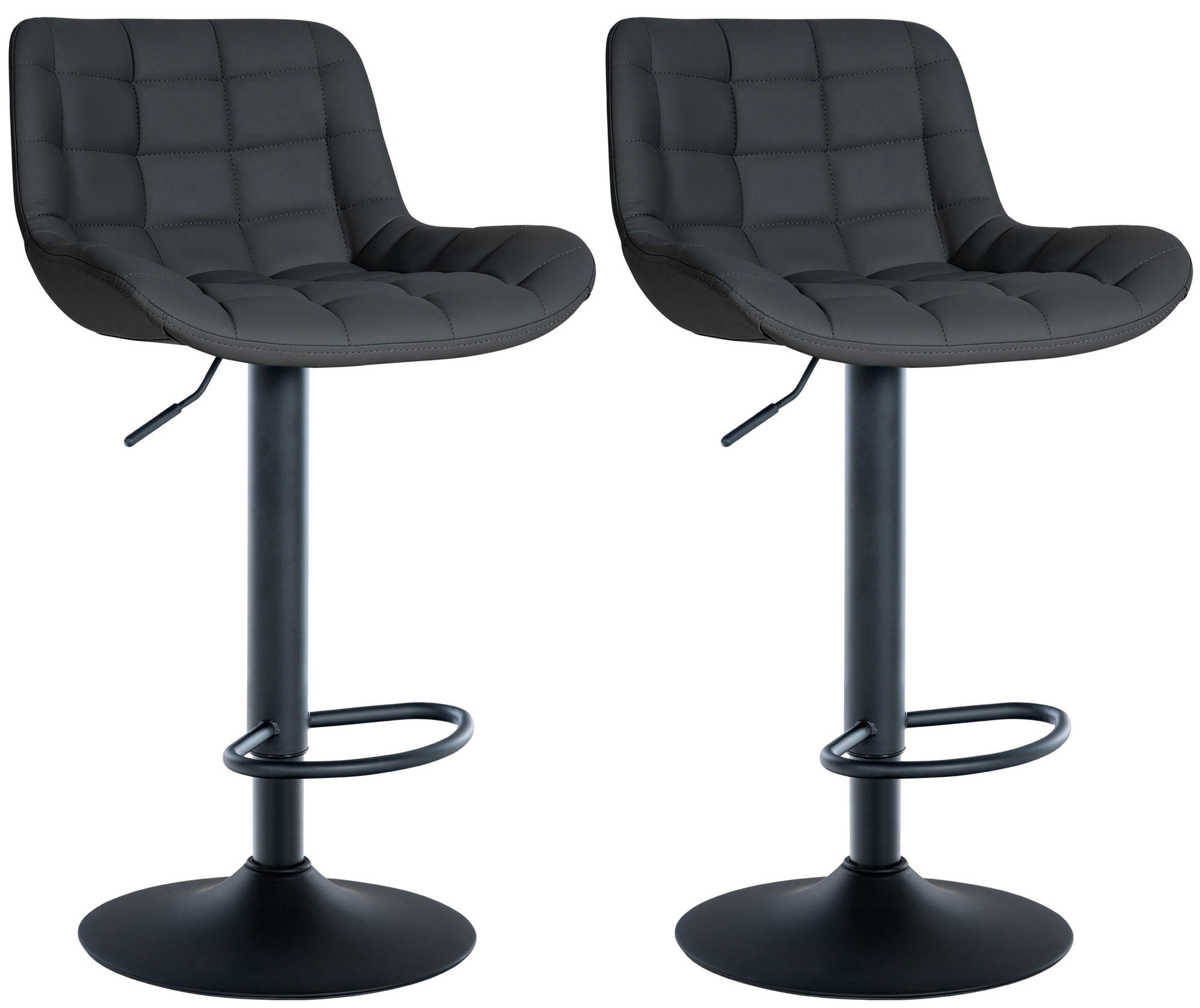 BARHOCKER 2er Set Lederlook schwarz - Schwarz, Textil/Metall (48/81/54cm) - CLP