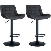 BARHOCKER 2er Set Lederlook schwarz - Schwarz, Textil/Metall (48/81/54cm) - CLP
