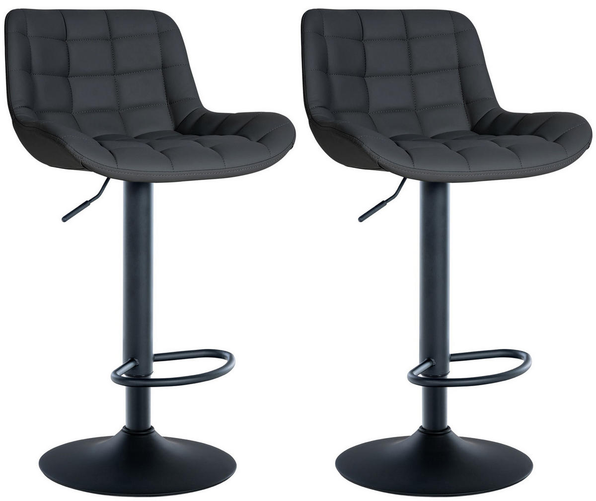 BARHOCKER 2er Set Lederlook schwarz - Schwarz, Textil/Metall (48/81/54cm) - CLP