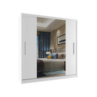 SCHWEBETÜRENSCHRANK Verona ME, Weiß Matt, 158 cm, mit Spiegel - Weiß, Holz (158/216/60cm) - B BELINI GROUP