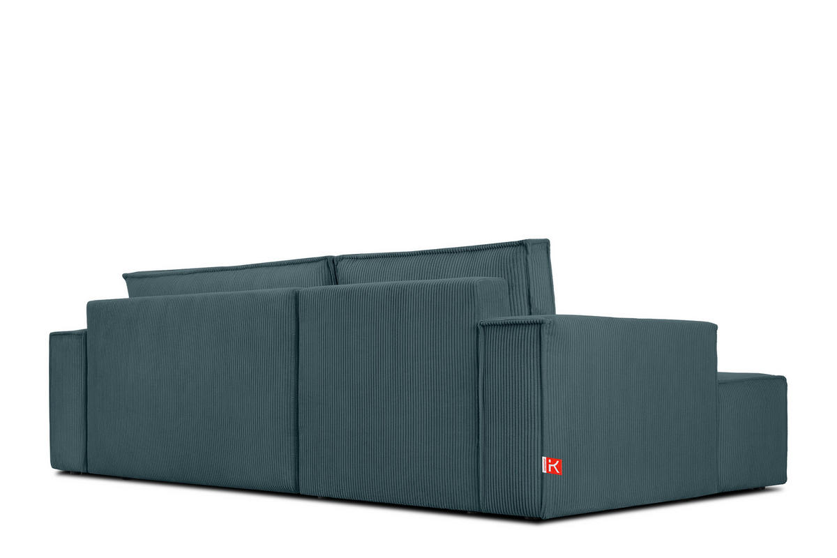 ECKSCHLAFSOFA-LINKS NAPI in Pet Friendly Cord-Stoff, blau - Blau/Schwarz, Textil (262/148cm) - KONSIMO®