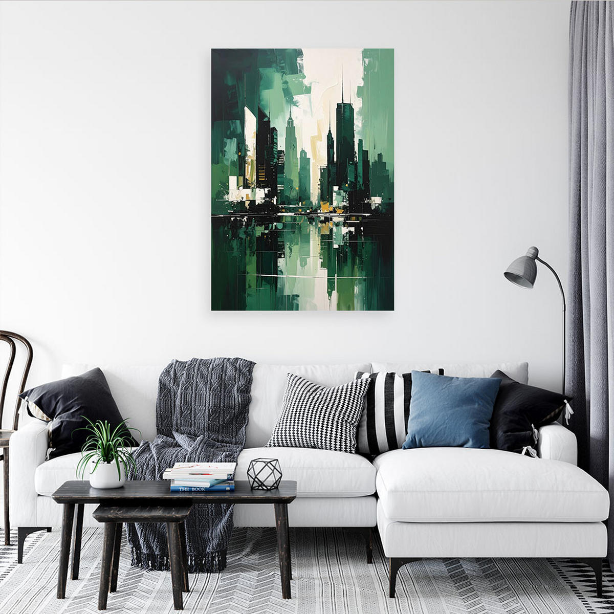 LEINWANDBILD Städte & Architektur 60x90cm - Grün, Textil (60/90cm) - Feeby