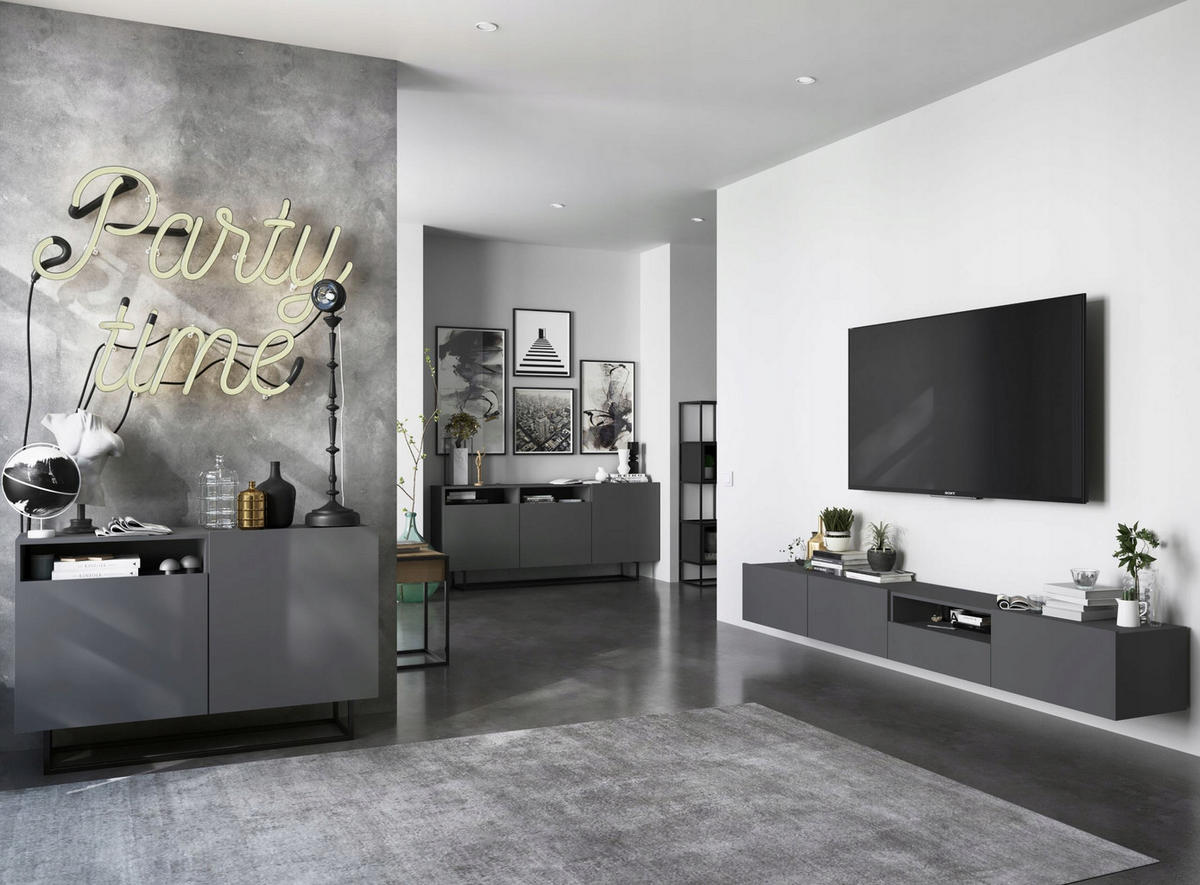 TV-SCHRANK Enjoy Graphit matt Schublade 120 cm - Grau, Holzwerkstoff (120/30/35cm) - Meble Lindner