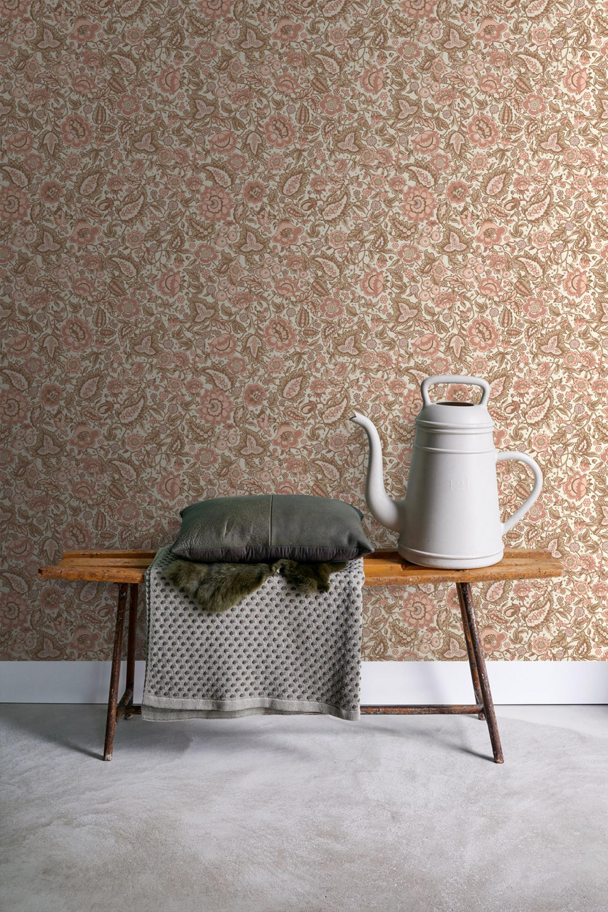 TAPETE Blumenmuster 50 x 900 cm - Terracotta, Papier (50/900cm) - ESTAhome