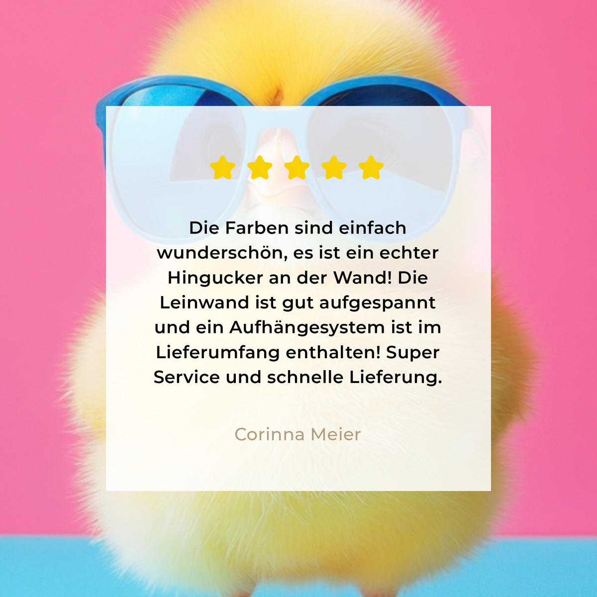 LEINWANDBILD Chick - Sonnenbrille - Blau Wandbild 40x30 cm - Pink/Gelb, Textil (40/30cm) - MuchoWow