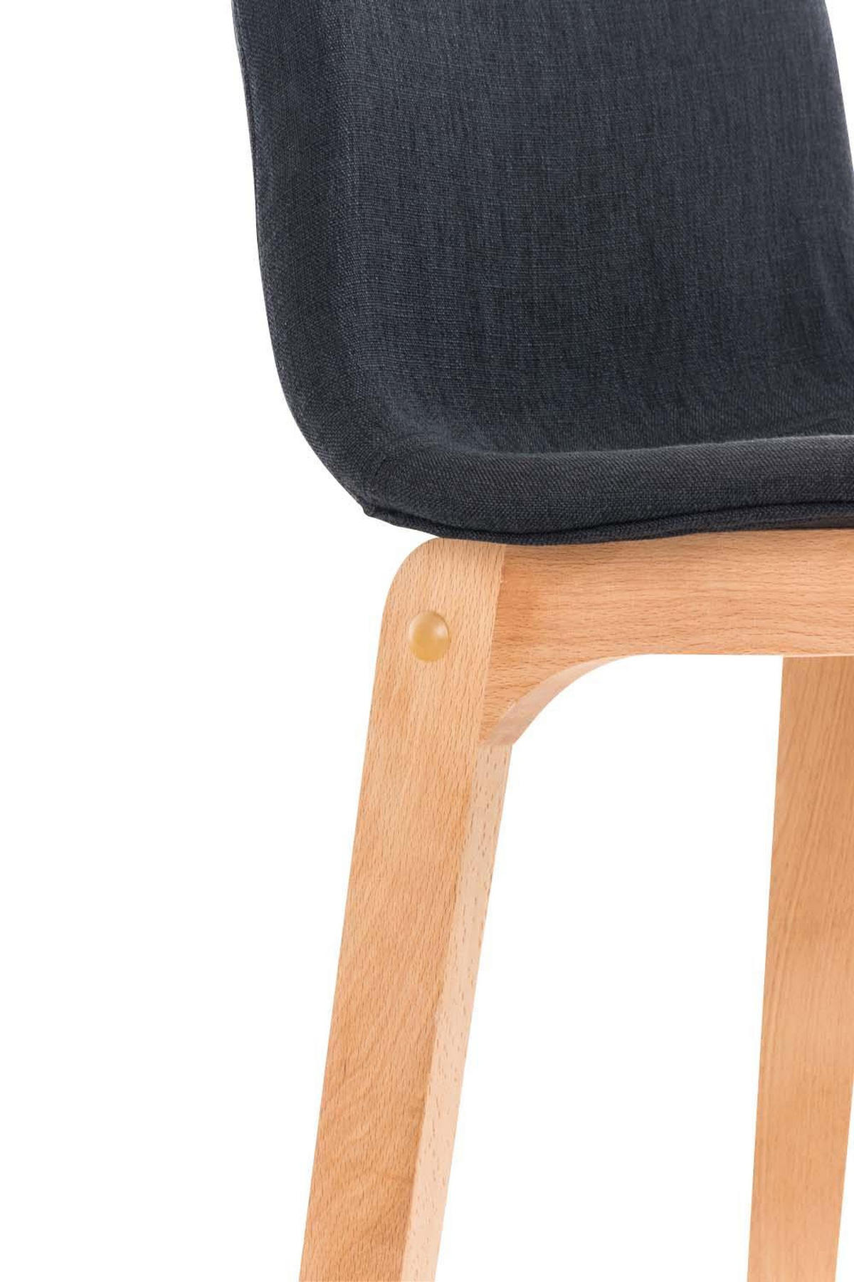BARHOCKER Stoff schwarz - Eukalyptusholzfarben/Schwarz, Holz/Textil (41/101/46cm) - CLP