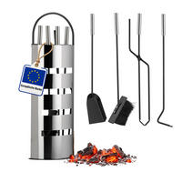 TRUSĂ Argintiu 5-piese inox suport - argintiu, metal (23/66/15cm) - Relaxdays