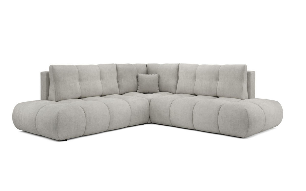 ECKSOFA DUCA II L-S Hellgrau Chenille mit Schlaffunktion - Hellgrau, Holz (266.5/266.5cm) - MASSENO