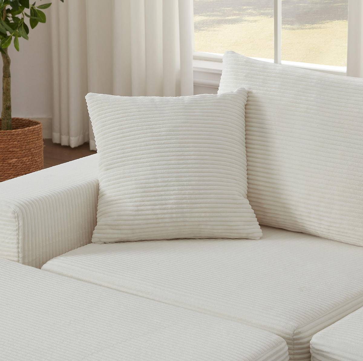 SOFA modular Weiß Cord - Weiß, Kunststoff (96/259.5cm) - Meubliv