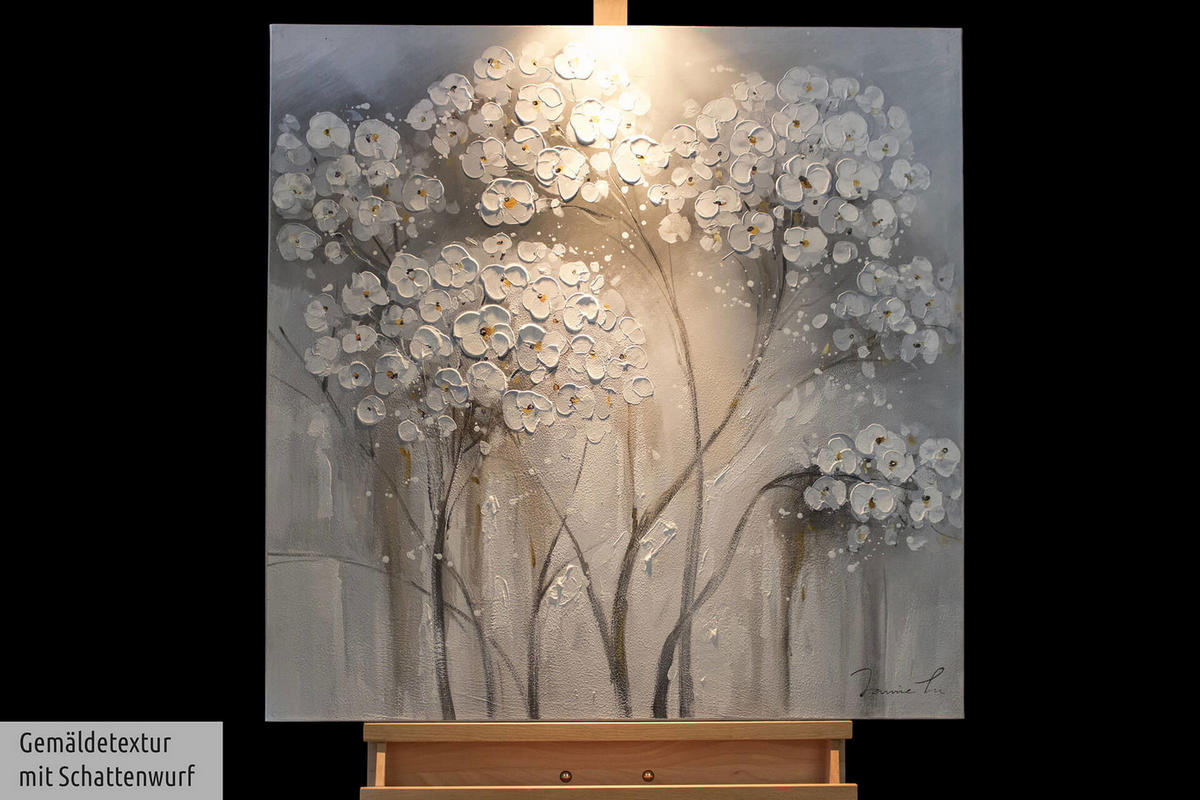 ÖLGEMÄLDE 80/80 cm - Schwarz/Grau, Holz/Textil (1.6/80cm) - KUNSTLOFT