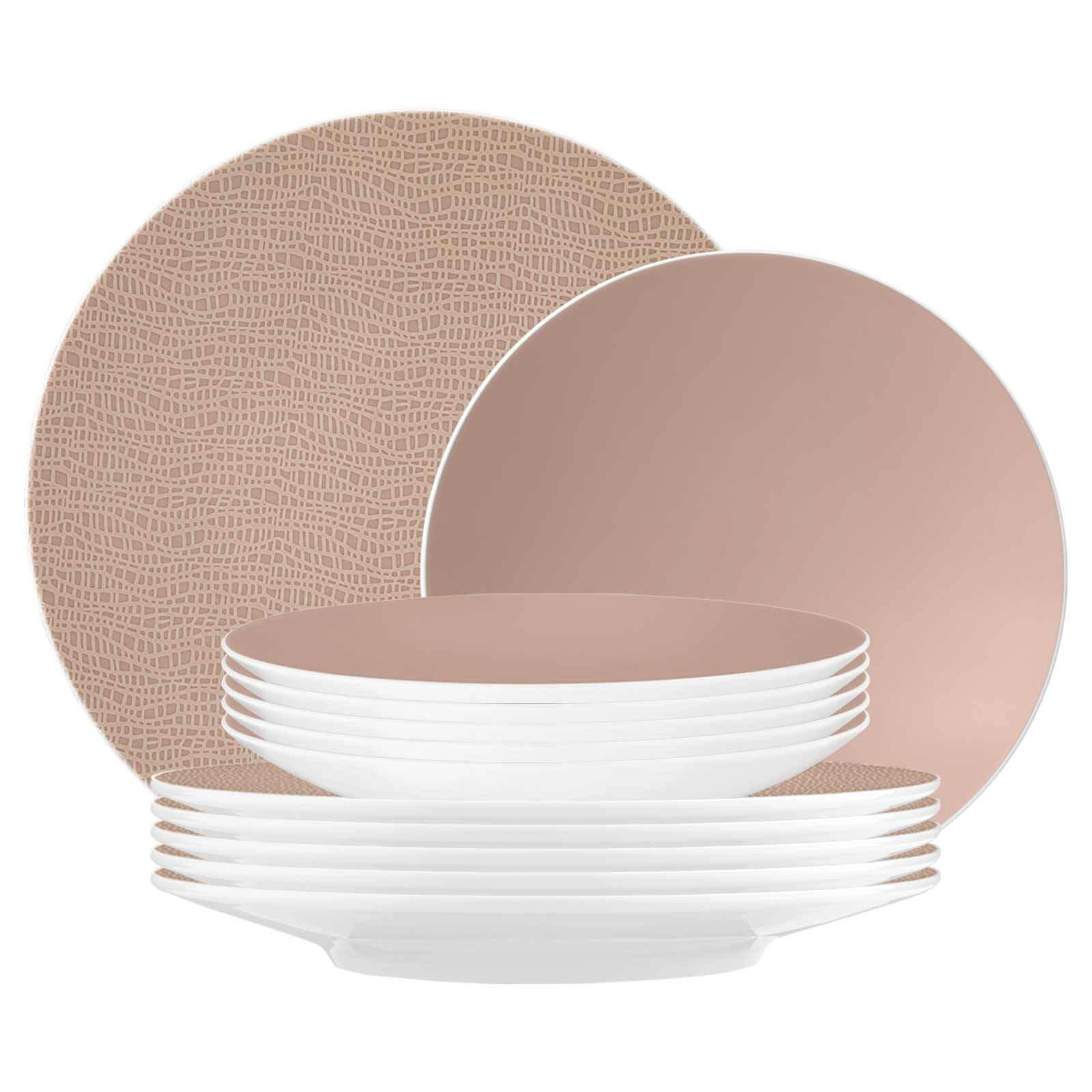 TAFELSERVICE Life Fashion Posh Rose 12er Set - Robinienfarben, Keramik (1/1/1cm) - Seltmann Weiden