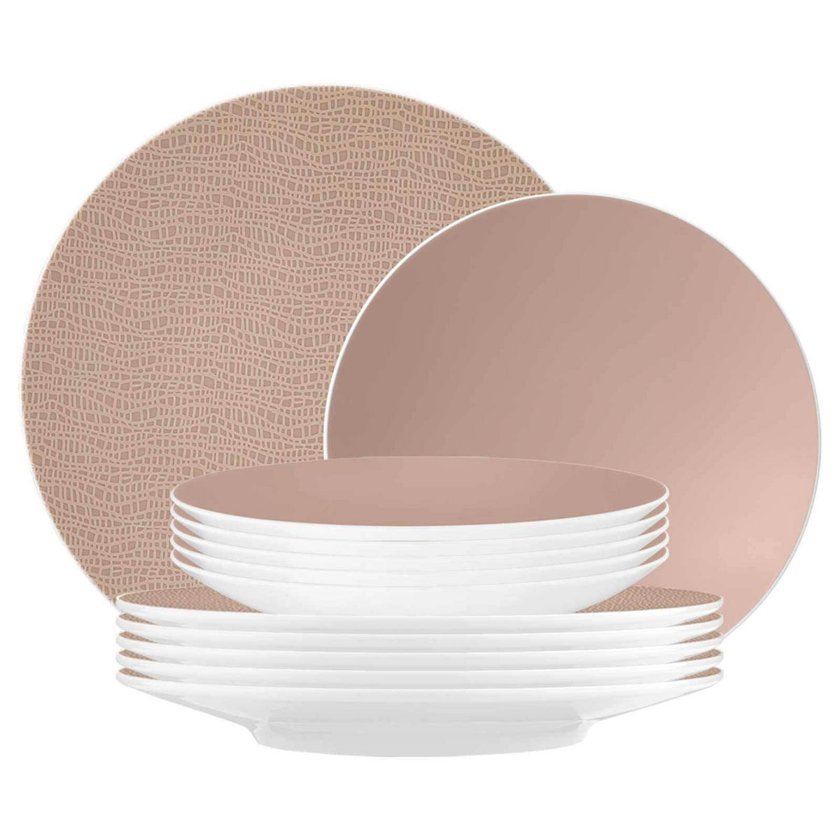 TAFELSERVICE Life Fashion Posh Rose 12er Set - Robinienfarben, Keramik (1/1/1cm) - Seltmann Weiden