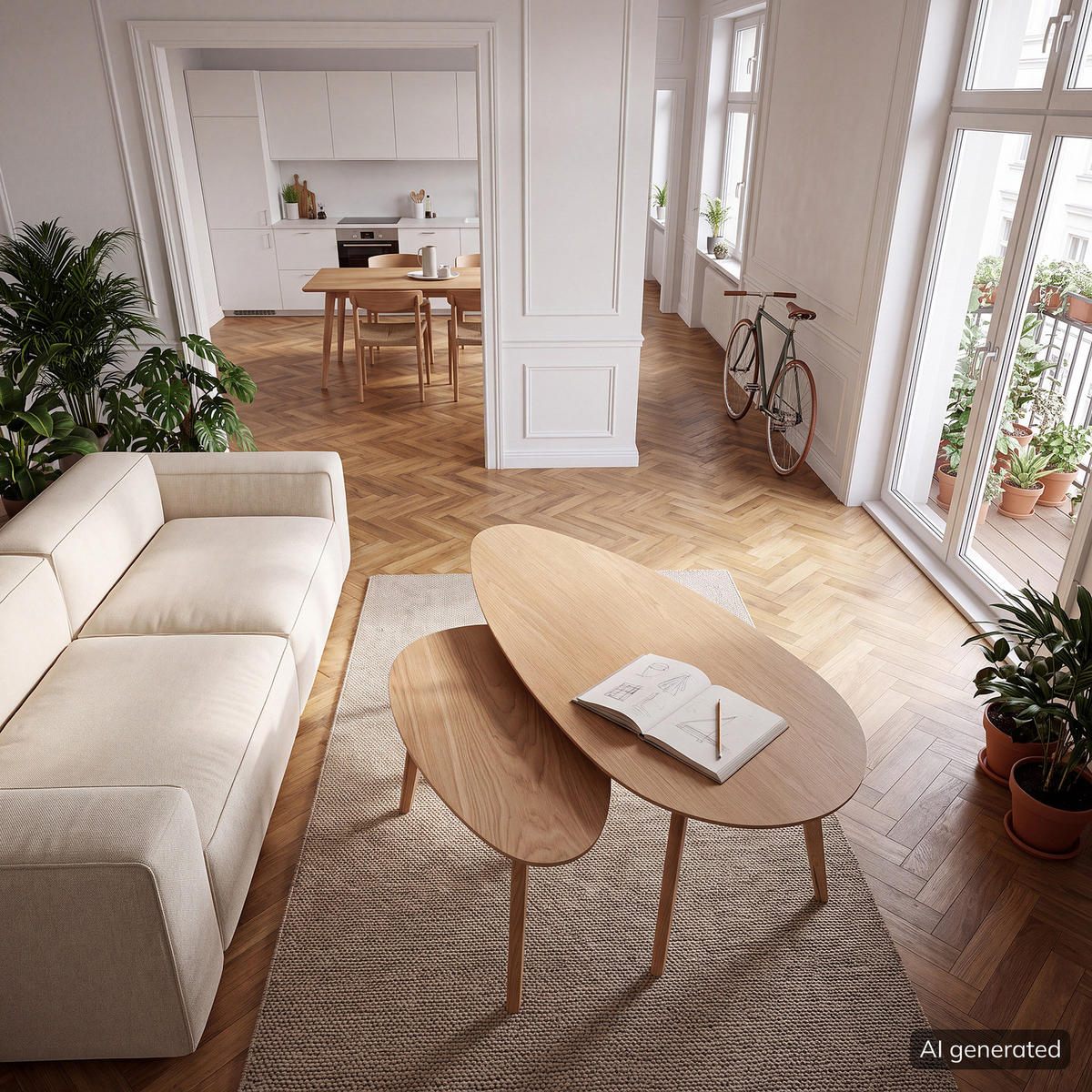 COUCHTISCH-SET - 2-teilig - Eiche teilmassiv - Eichefarben, Holz/Holzwerkstoff (50/100/40cm) - home24