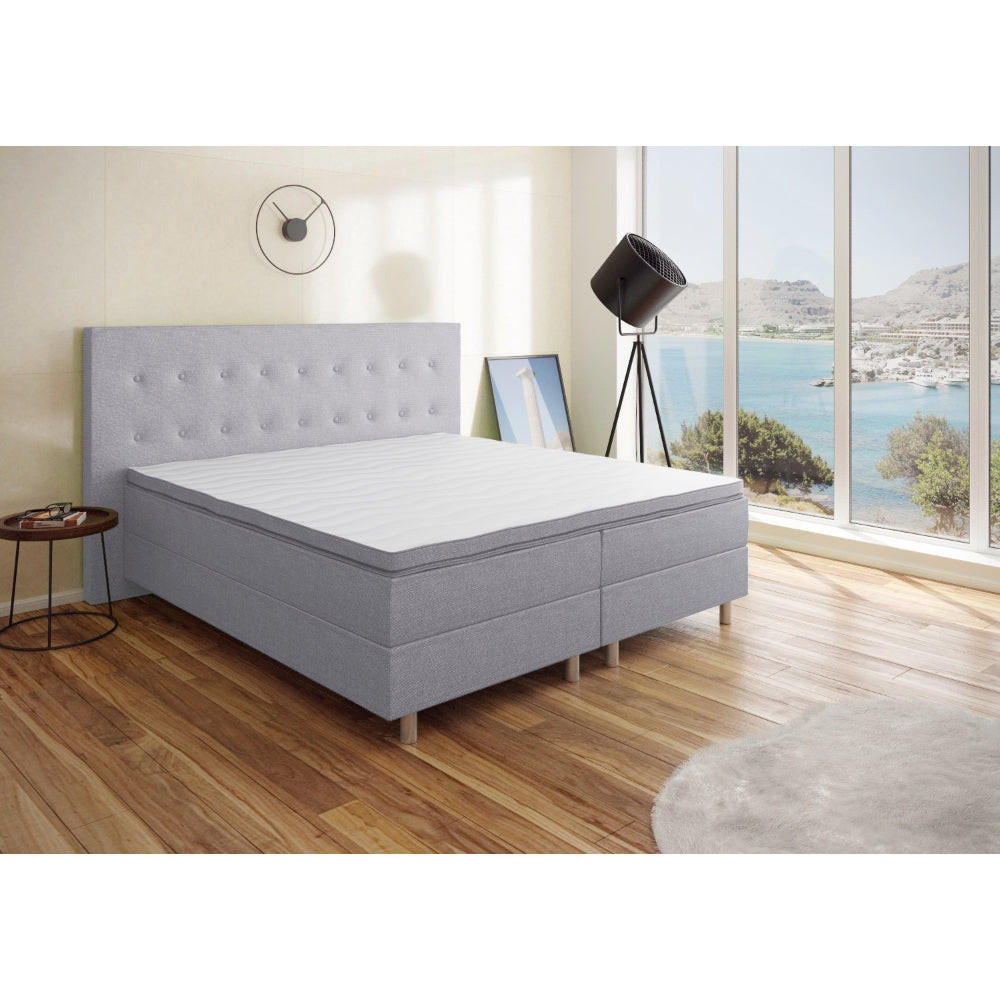 BOXBETT RIO Barcelona 5-Zonen mit Visco Topper H3 First Class Bett in verschiedenen Farben und Größen - Silberfarben, Holz/Holzwerkstoff (160/200cm) - Best For Home