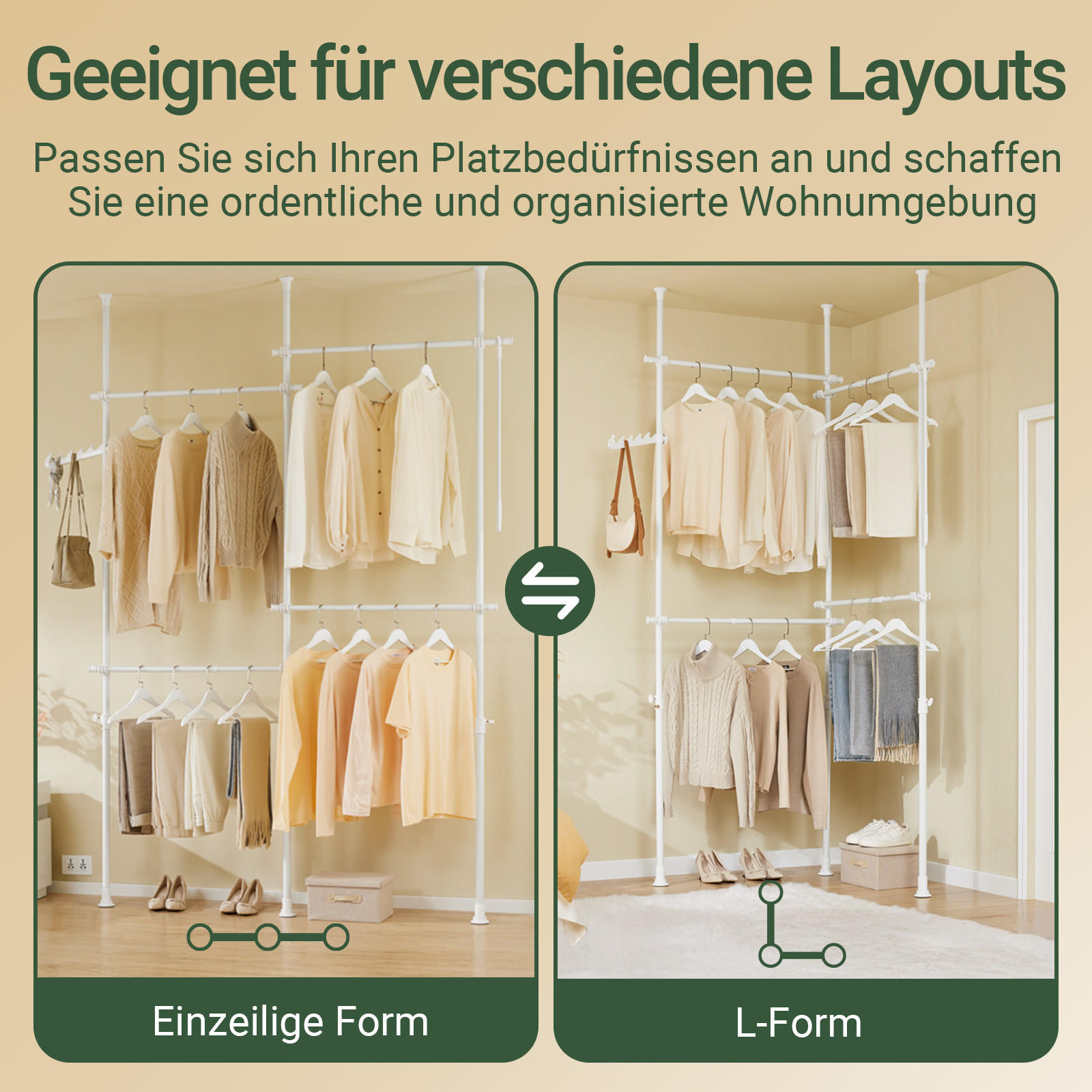 TELESKOP KLEIDERSTÄNDER Weiß - Weiß, Kunststoff (226/285/3cm) - SoBuy