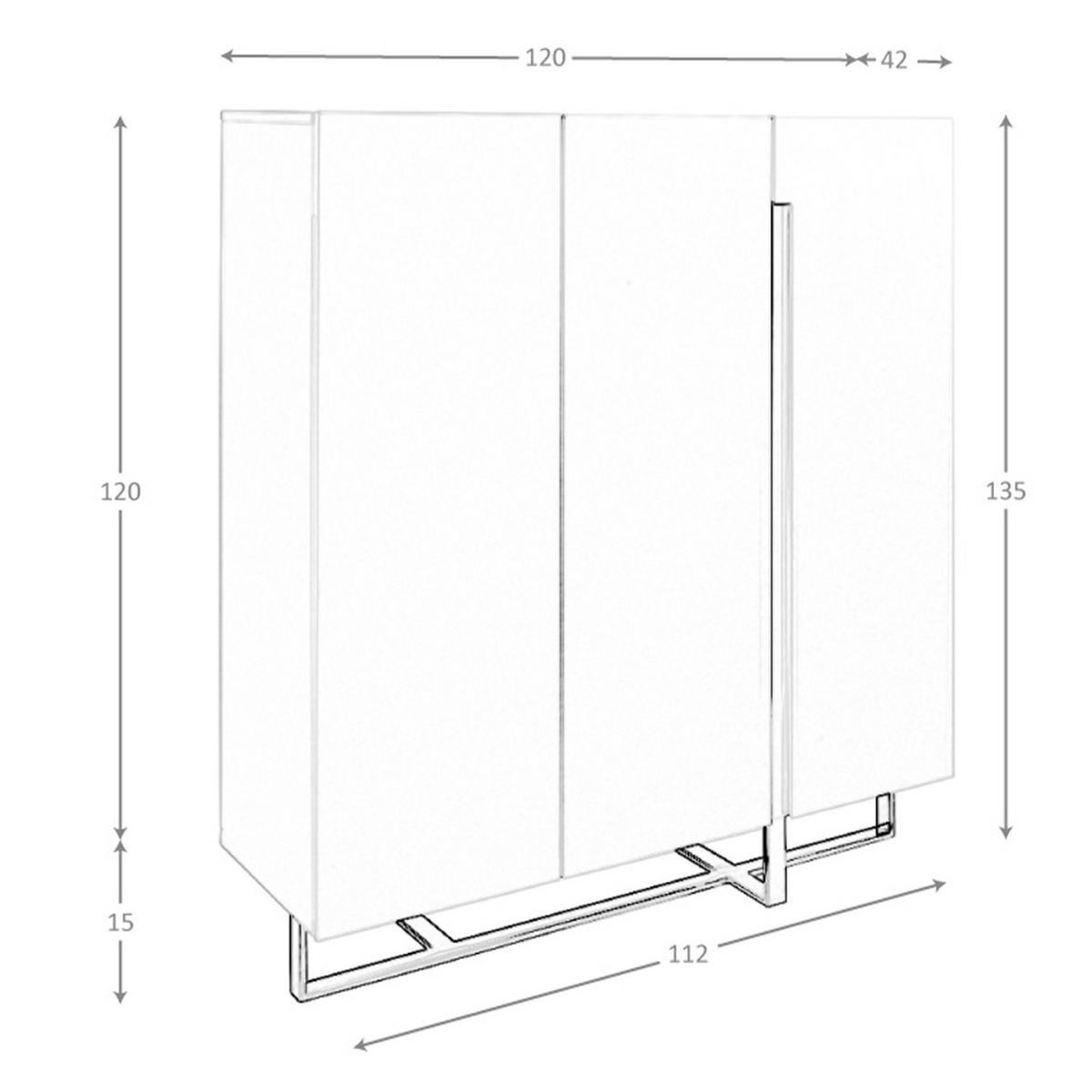 HIGHBOARD Hohe Anrichte aus weißem Holz und verchromtem Stahl 120/42/135 cm - Edelstahlfarben/Weiß, Holz/Metall (120/135/42cm) - ANGEL CERDA