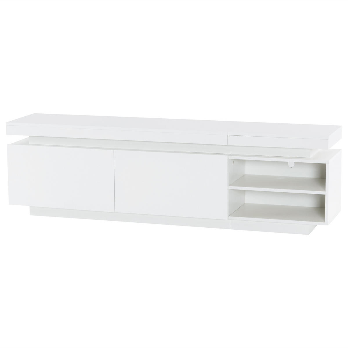 TV-SCHRANK Lowboard Modern Hochglanzweiß LED-Beleuchtung Stauraum bis 70 Zoll - Weiß, Holz (43.94/18.8/62.99cm) - FLIEKS