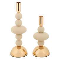 KERZENHALTER 2er Set Galaxy - Beige, Metall (10/30/10cm) - Mauro Ferretti