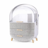 KOSMETIK ORGANIZER Nerida 29/19/38 cm - Silberfarben, Kunststoff (19/38/29cm) - ZMH