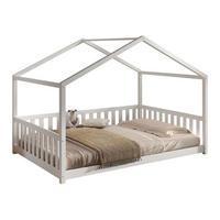 HAUSBETT Kapua 140x200 auch als Bodenbett Kiefer Massivholz Weiß - Weiß, Holz (140/200cm) - 58aufmkessel