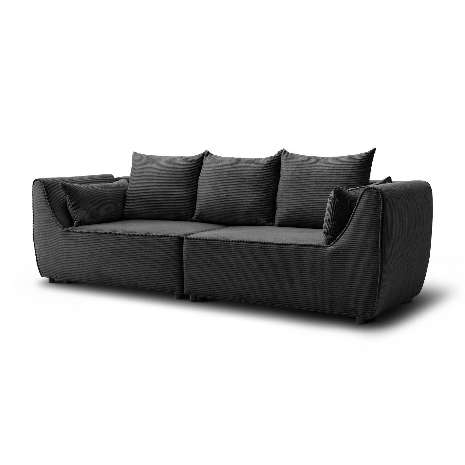 SOFA ASPEN Zweisitzer mit Schlaffunktion, Anafi 19 - Graphitfarben, Textil (267/94/95cm) - Lookway