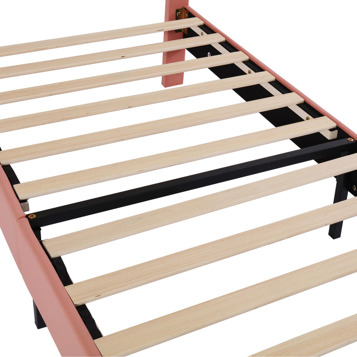 BETT mit verstellbarem Kopfteil 90x200 cm Samt Rosa - Pink, Holzwerkstoff (90/200cm) - Beauniv