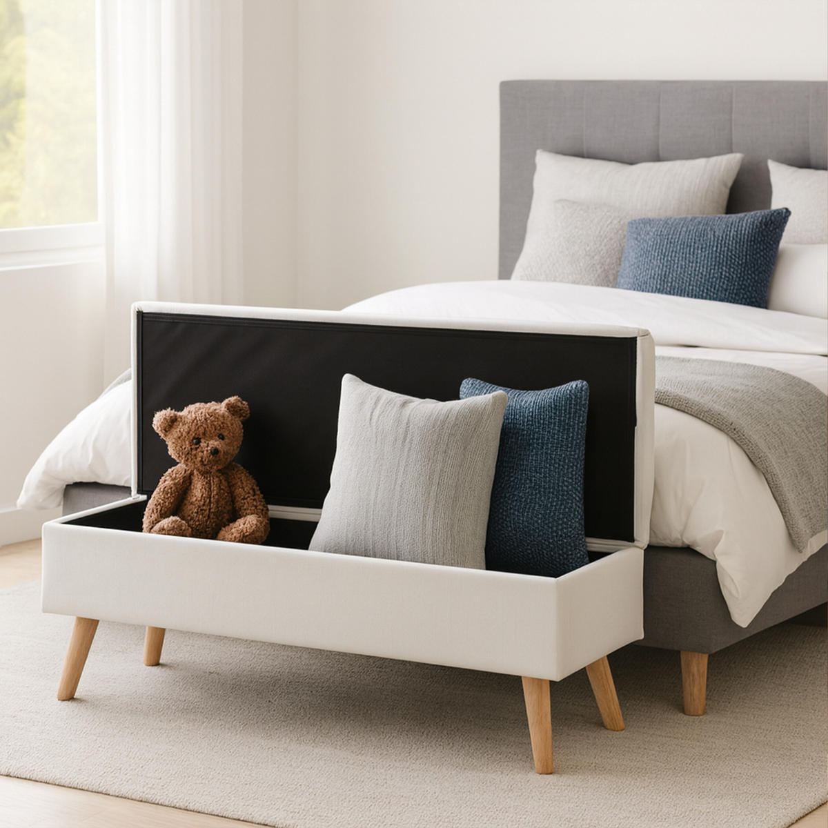 SITZBANK - Weiß, Holz/Holzwerkstoff (110/40/40cm) - Relaxdays