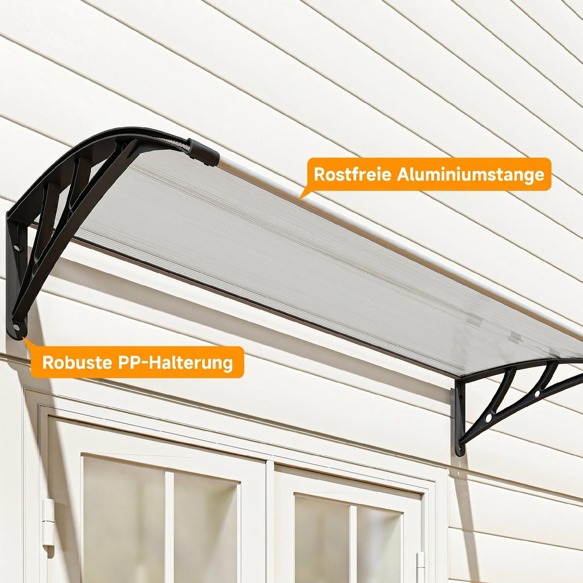 PULTVORDACH Polycarbonate Aluminium Transparent Schwarz - Schwarz, Kunststoff (60/18/110cm) - Outsunny