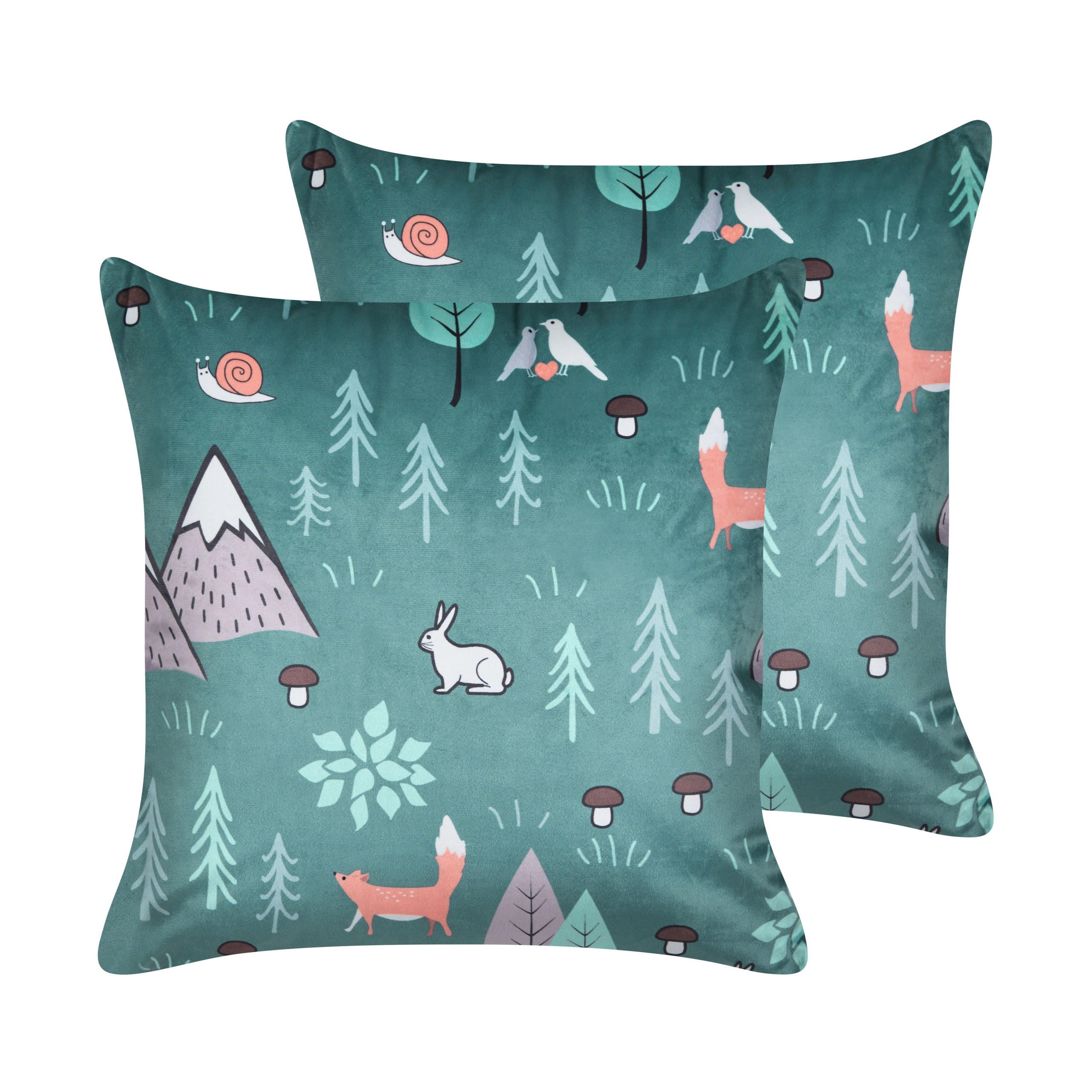 KINDERKISSEN 2er-Set Mintgrün 45/45 cm Foothill - Mintgrün, Textil (45/45cm) - Beliani