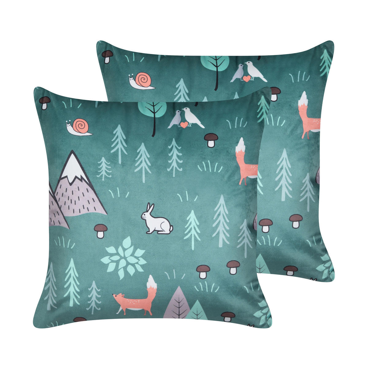 KINDERKISSEN 2er-Set Mintgrün 45/45 cm Foothill - Mintgrün, Textil (45/45cm) - Beliani
