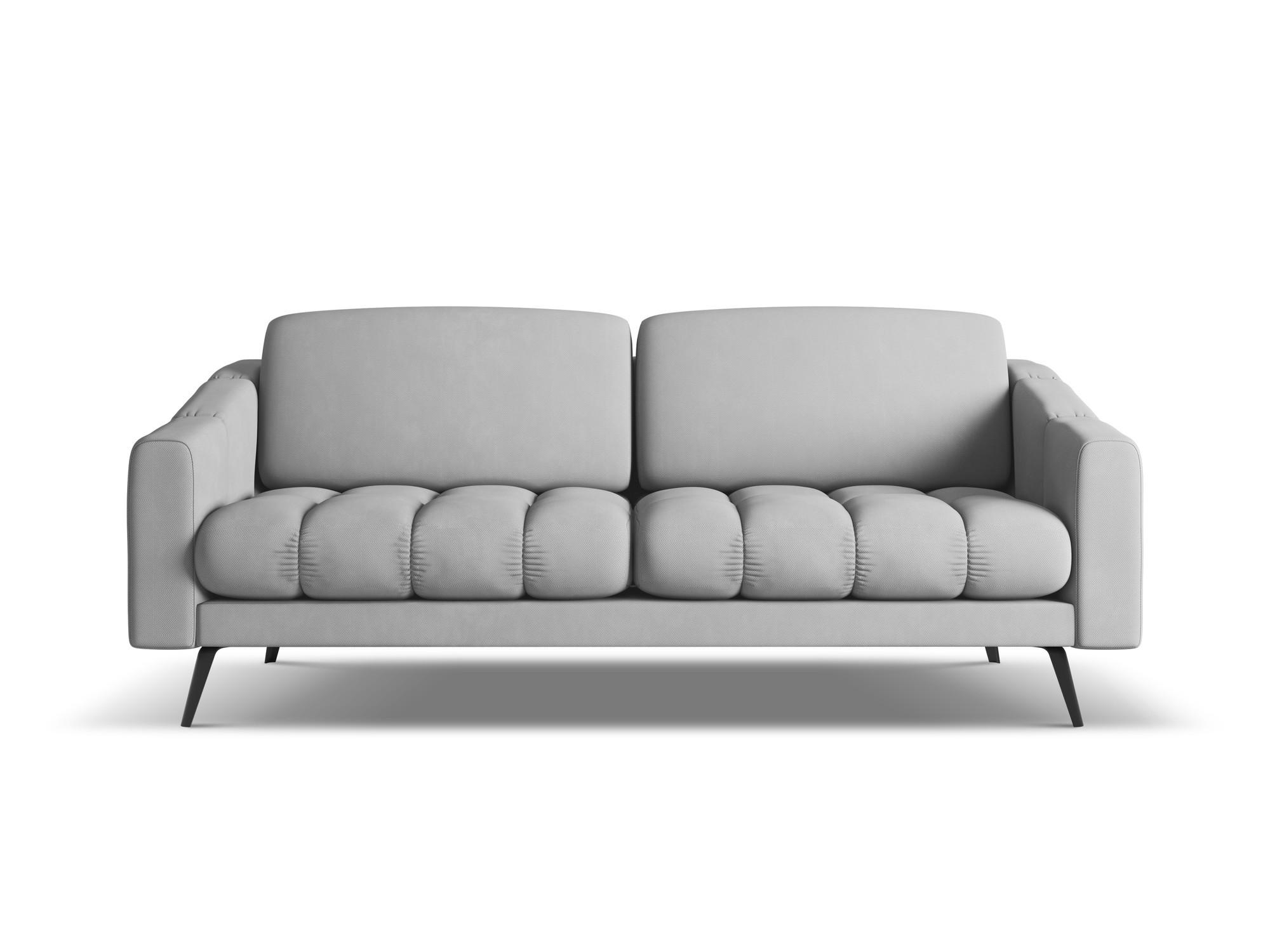 3-SITZER SOFA Chenille Stoff Grau - Hellgrau/Schwarz, Textil/Metall (202/80/95cm) - Makamii