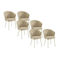 STUHL 6er-Set - Stoff & Metall weiß - Beige - TANURY - Beige, Textil (60/78.5/62cm) - Vente-Unique