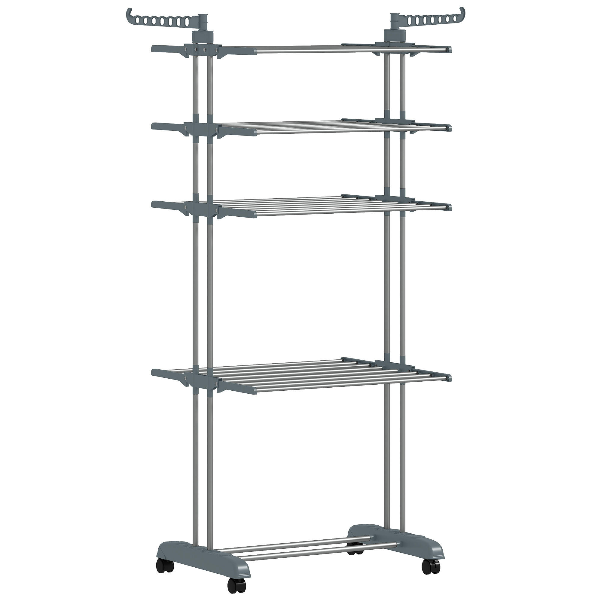WÄSCHESTÄNDER Plastic, Stahl Grau - Grau, Kunststoff/Metall (64/172/73cm) - HOMCOM