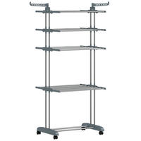 WÄSCHESTÄNDER Plastic, Stahl Grau - Grau, Kunststoff/Metall (64/172/73cm) - HOMCOM
