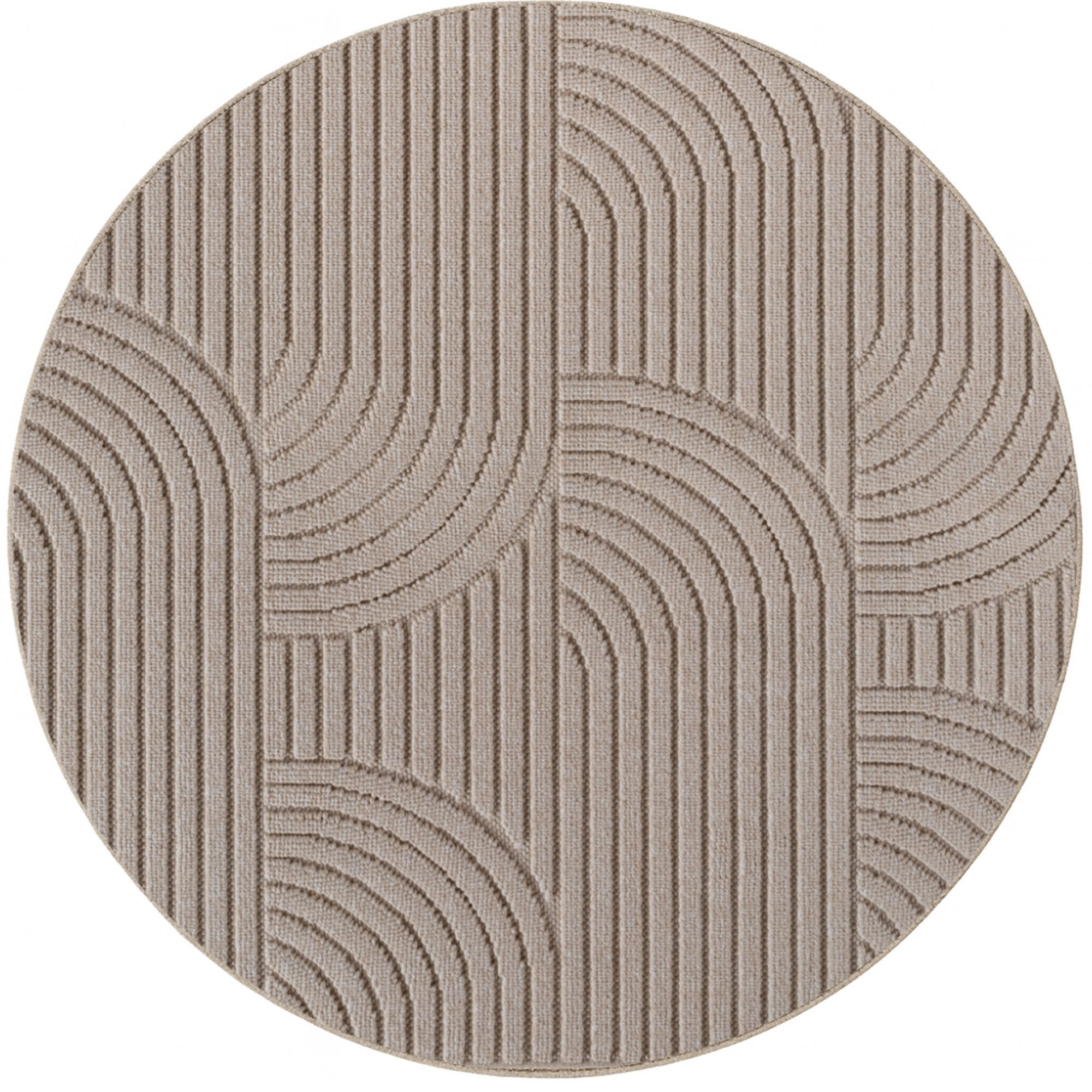 TEPPICH Flachgewebe LANGAU in Beige, mit geometrischen Bögen, Ø 80 cm - Beige, Textil (80/80cm) - KADIMA DESIGN
