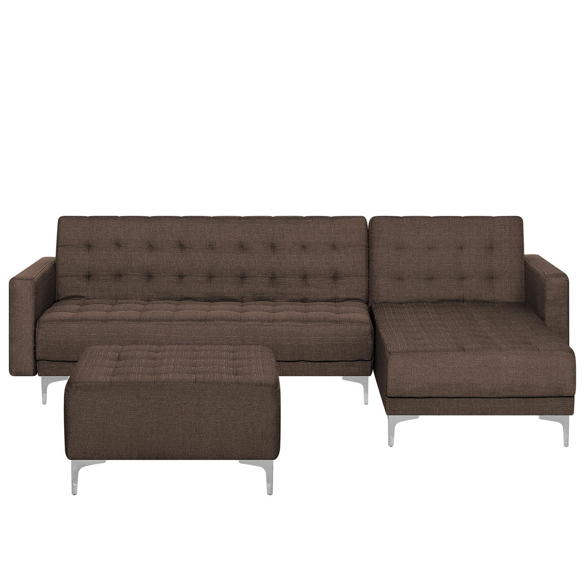 SCHLAFSOFA rechtsseitig mit Ottomane Polsterbezug Dunkelbraun Aberdeen - Dunkelbraun, Textil (267/168cm) - Beliani