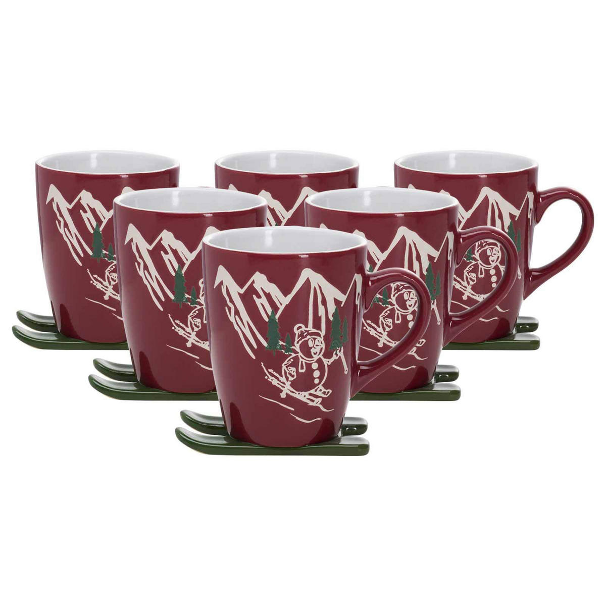 KAFFEEBECHER AUF SKI Aspen rot 340 ml 6er Set - Rot, Keramik (0.34L) - Ritzenhoff Breker