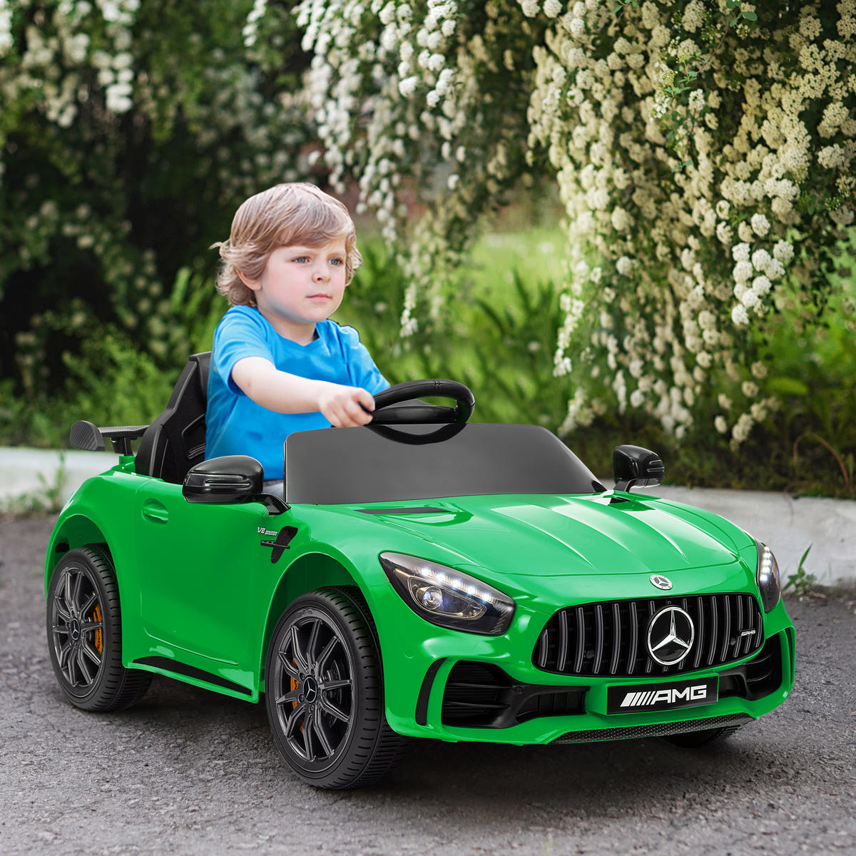 ELEKTRO-KINDERAUTO, Mercedes, 3-5 km/h, Fernbedienung, Licht & Musik, Grün - Grün, Kunststoff/Metall (108/67/46cm) - AIYAPLAY